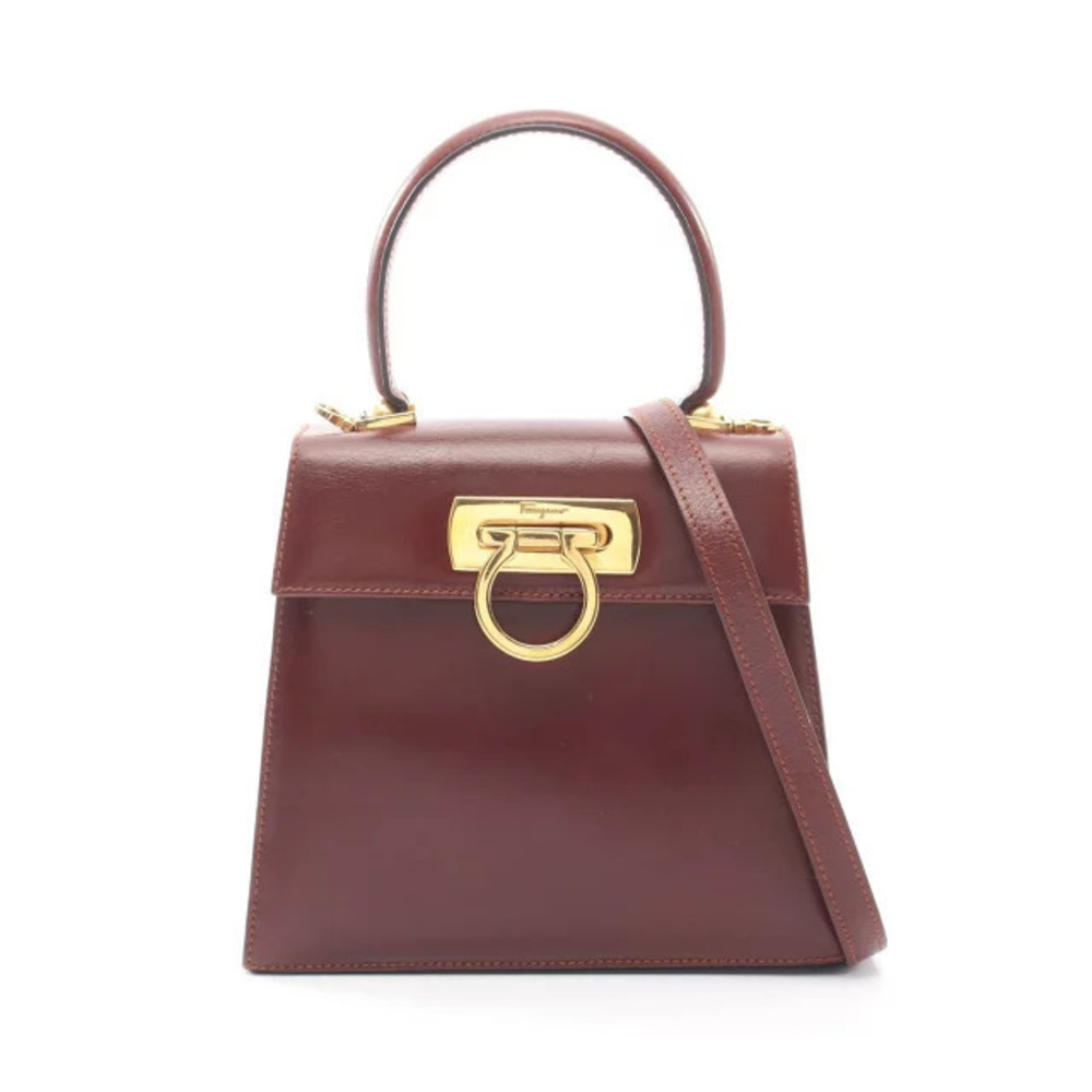 Salvatore Ferragamo Gancini handbag leather brown